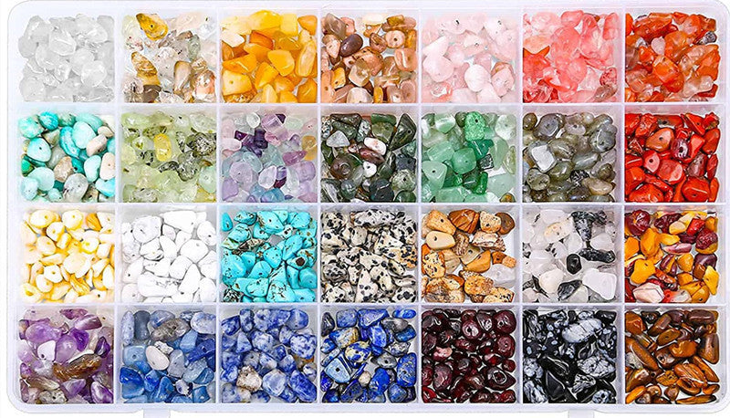 DIY Jewelry Making Kit | Irregular Crushed Stone in White Jade & Turquoise – 28 Colors Available 🌈💍