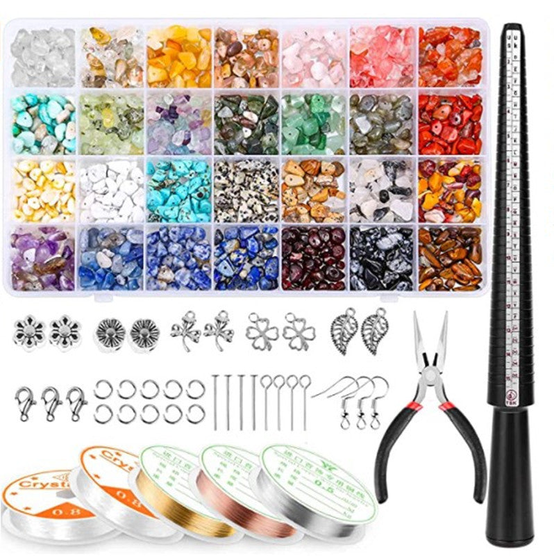 DIY Jewelry Making Kit | Irregular Crushed Stone in White Jade & Turquoise – 28 Colors Available 🌈💍