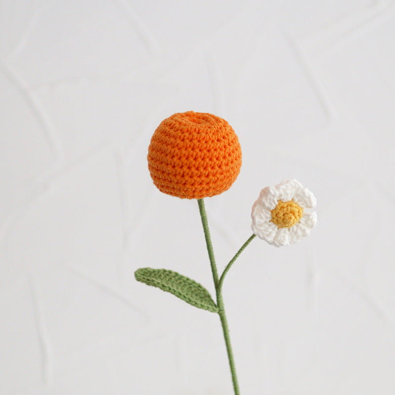 Fruit Knitted Wool Crochet Finished Bouquet – A Sweet Touch of Handmade Beauty 🍎🍑🍊