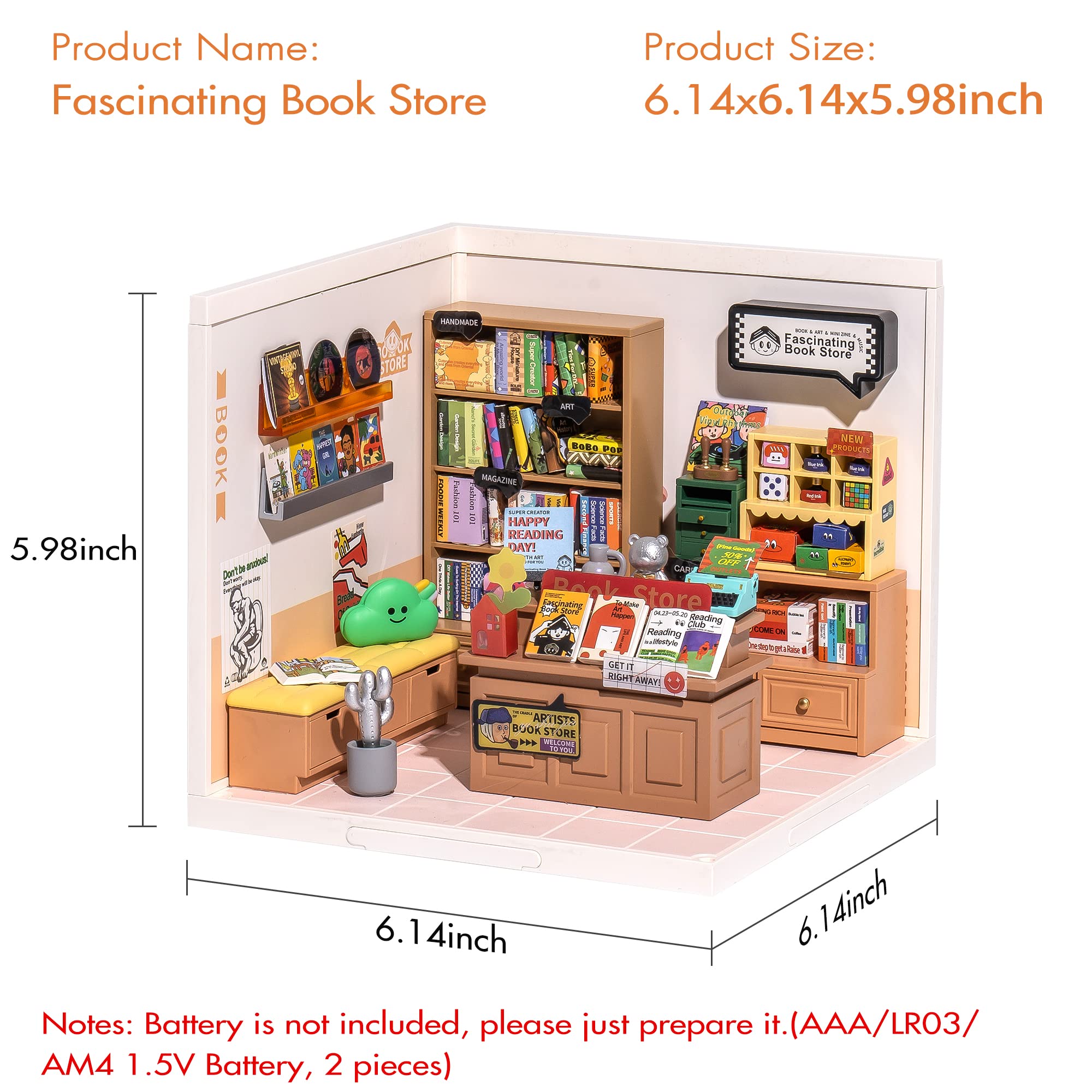 Rolife Super Creator Mini Store DIY Dollhouse Kit with LED Lights