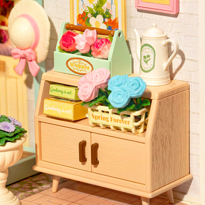 ROBOTIME Blooming Tea Garden Miniature House – DIY Wooden Kit