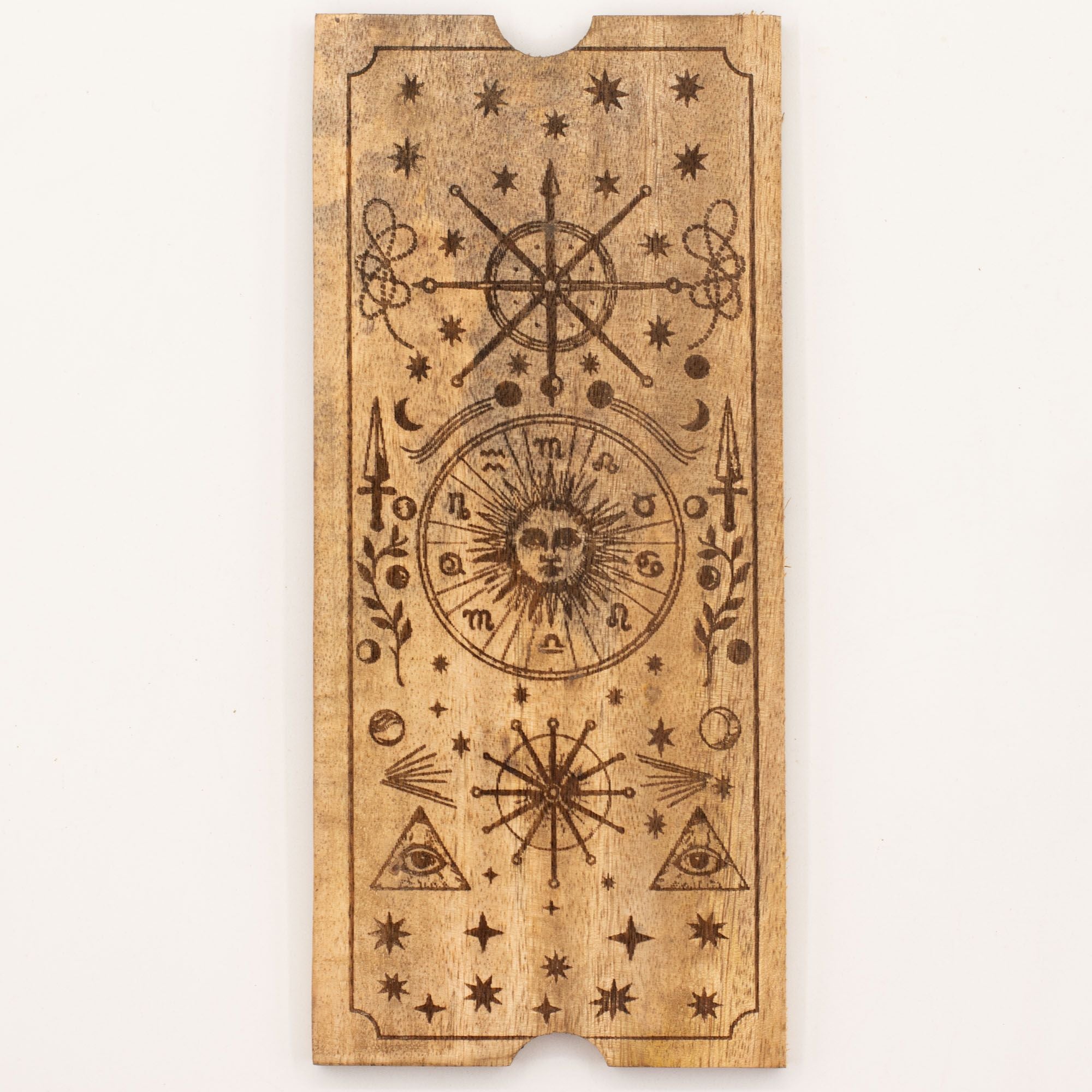 Four-Section Tarot Storage Box with intricate astrological designs for organizing tarot cards