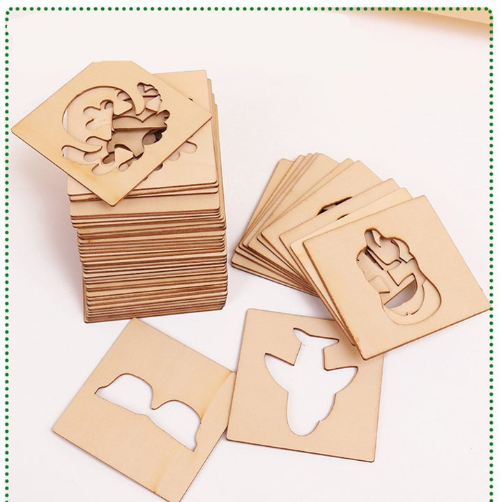 Arts And More kids DIY Wooden Painting Kit with multiple wooden stencil shapes for creative painting