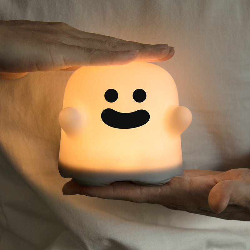 Cute Ghost Night Light Lamp for Kids with Soft Glow and Happy Face for Bedtime Comfort