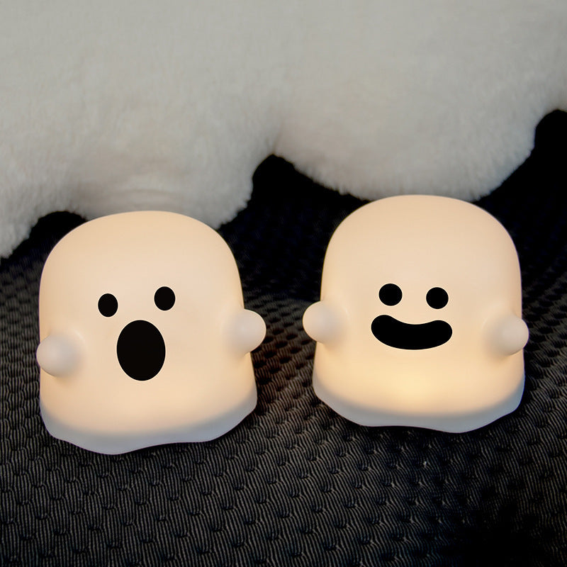 Cute Ghost Night Light Lamp set with smiling and surprised designs for children's room decor