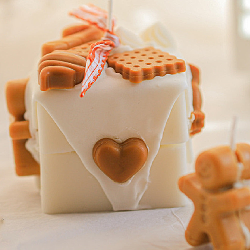 Decorative Gingerbread Candles with Cookie-Shaped Toppers for Cozy Holiday Decor