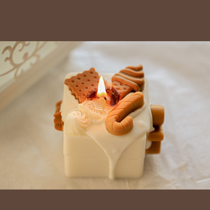 Cute Gingerbread Candles with detailed frosting and cookie decorations for festive home decor