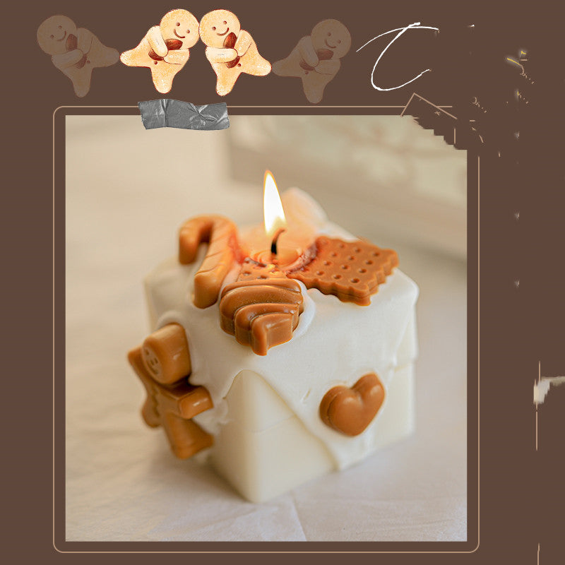 Festive Gingerbread Candles with Decorative Gingerbread Cookies on Top for Holiday Cheer