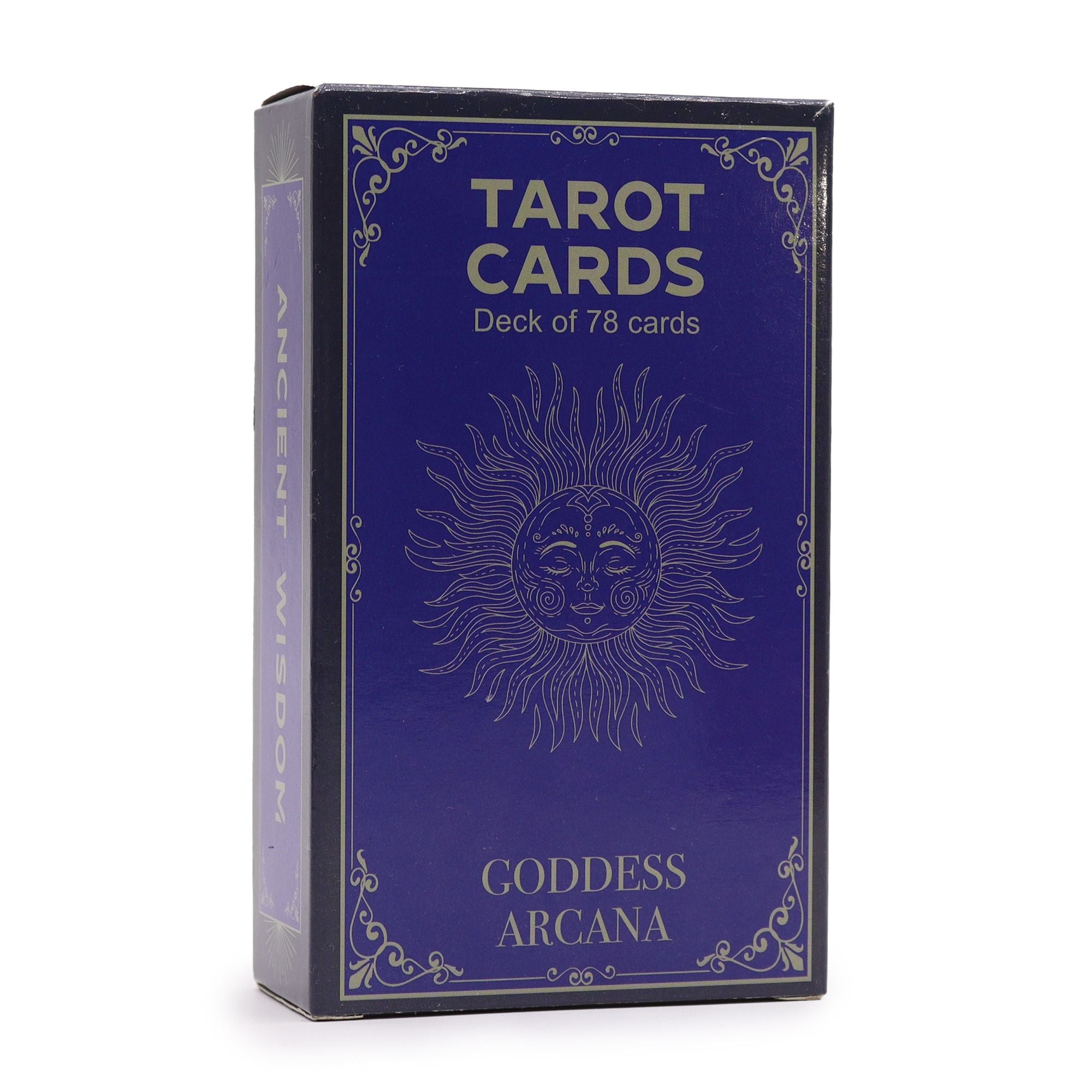 Goddess Arcana Tarot Cards in elegant purple box for spiritual readings