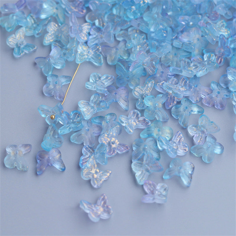 Blue translucent butterfly-shaped beads for Hairpin Materials by Arts And More craft materials