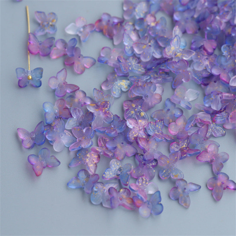 Purple and pink translucent butterfly-shaped hairpin materials for crafting decorative hair accessories