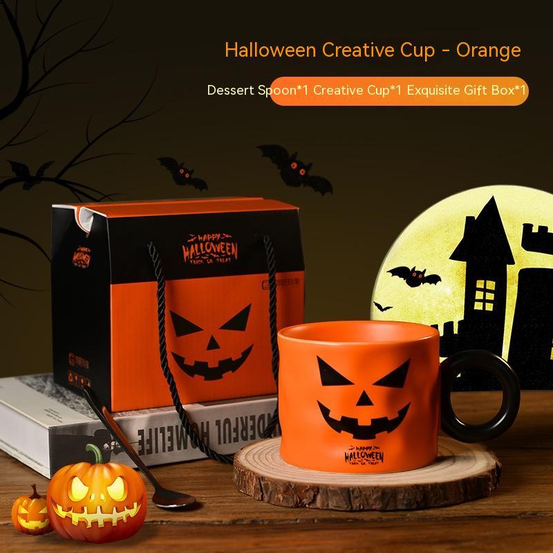 Orange Pumpkin Cup with Halloween design, perfect for festive desserts and comes in a gift box