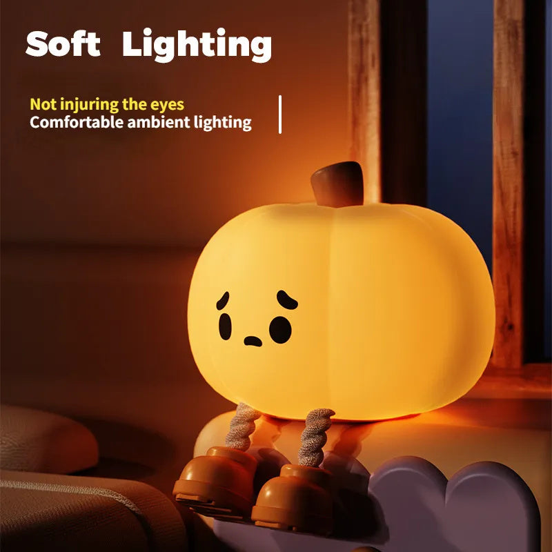 Halloween Pumpkin Night Light with soft lighting and cute design for a cozy ambiance