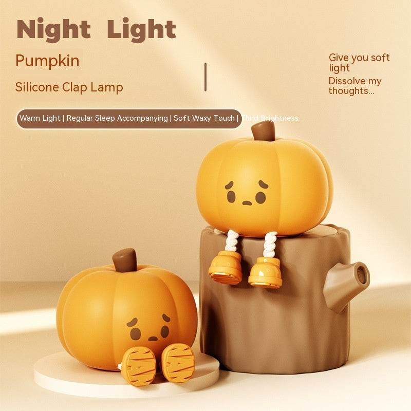 Halloween Pumpkin Night Light with silicone design and soft glow for cozy ambiance and decoration
