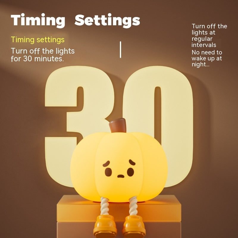 Cute Halloween Pumpkin Night Light with timing settings for automatic shut-off after 30 minutes