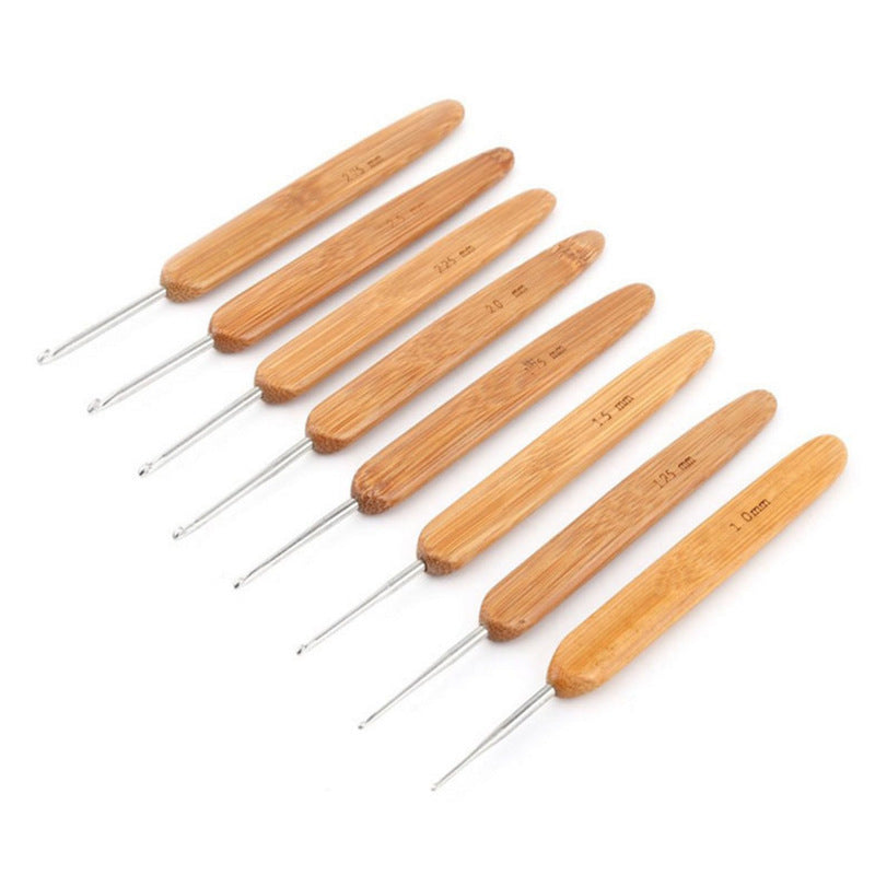 Arts And More crochet kit featuring handmade crochet tool set with wooden handles and metal hooks