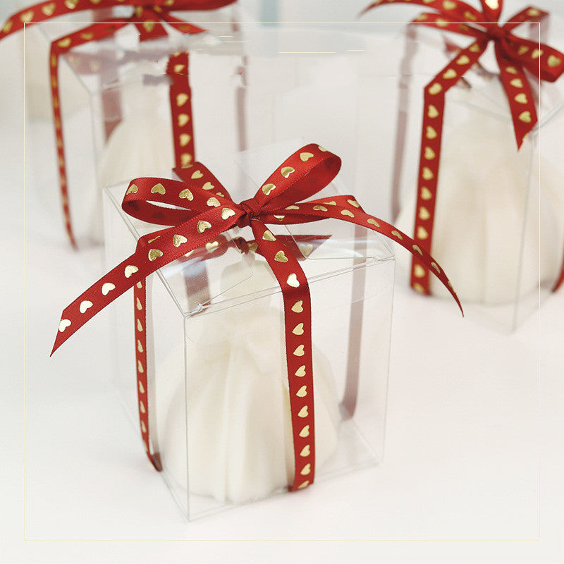 Arts And More Handmade Scented Candle in Clear Box with Decorative Red Ribbon and Heart Details