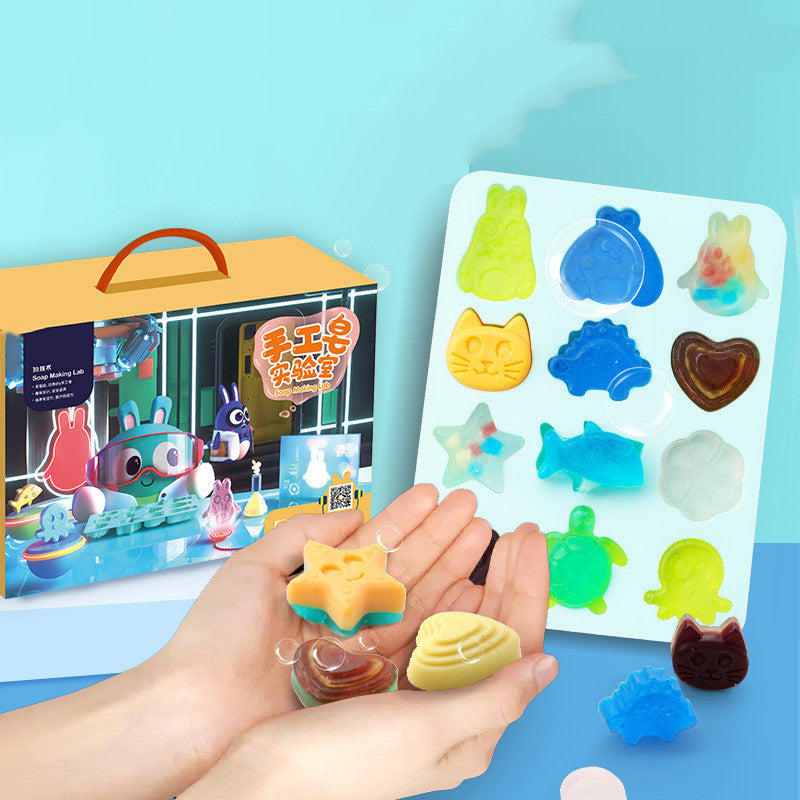 Arts And More Handmade Soap Material Kit with colorful molds and crafting tools for creative projects