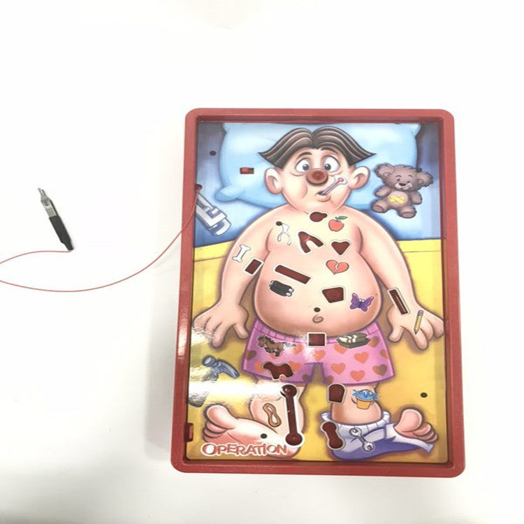 Hasbro Gaming Operation Game featuring classic patient with removable body pieces and metal tweezers