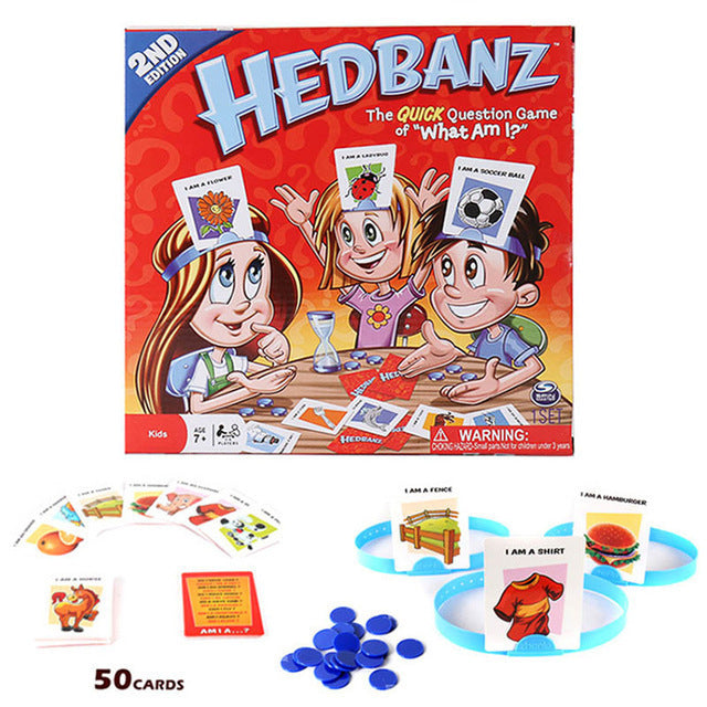 Hedbanz Guessing Game arts and crafts kit with cards, headbands, and game pieces for kids