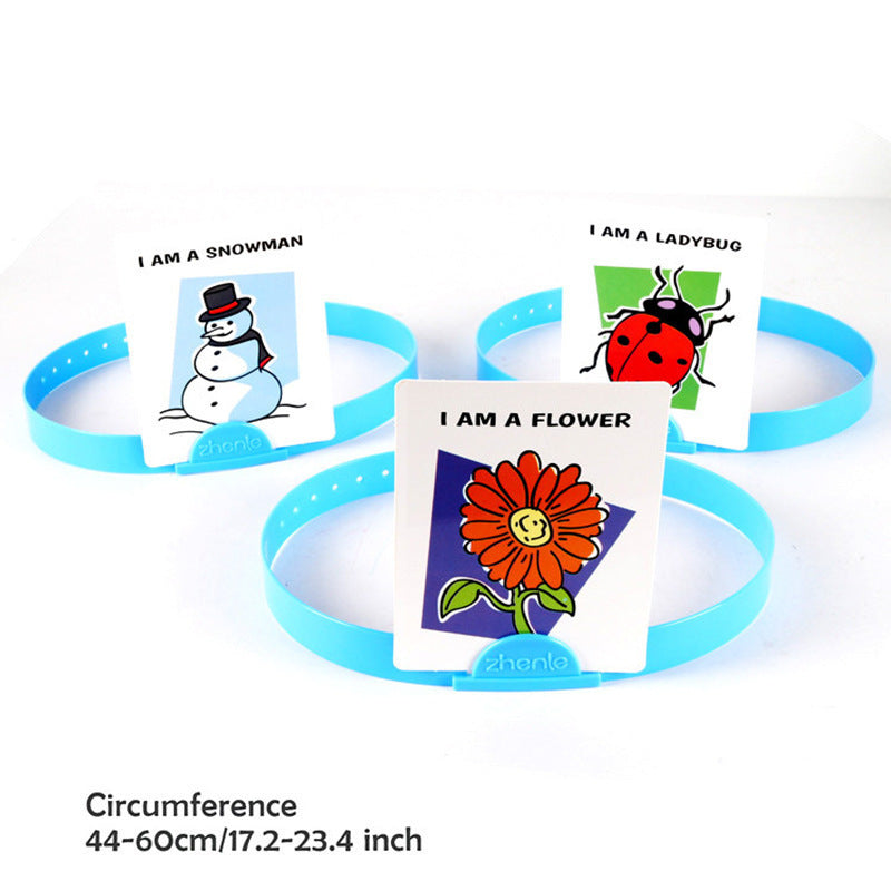 Arts And More Guessing Game kids headband set with snowman ladybug and flower cards