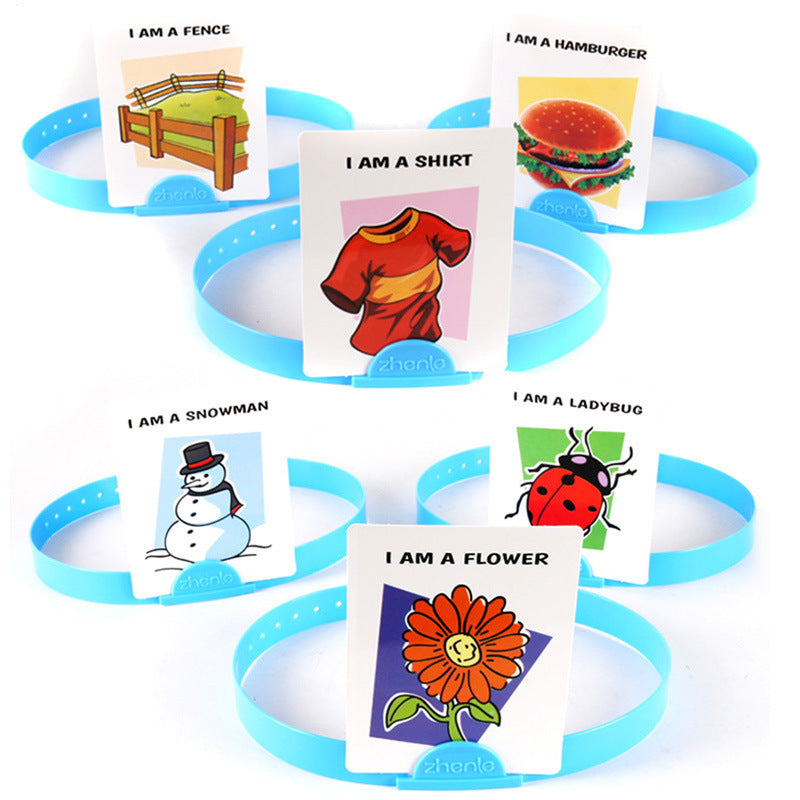 Arts And More Guessing Game kids headband set with colorful illustrated cards for learning and fun