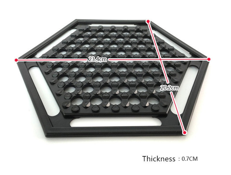 Arts And More Hercules Puzzle hexagonal black game board with removable pieces and handles