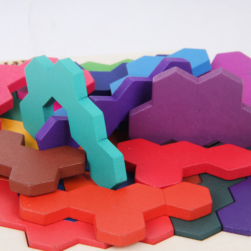 Colorful hexagon building blocks for kids DIY kits promoting creativity and imaginative play
