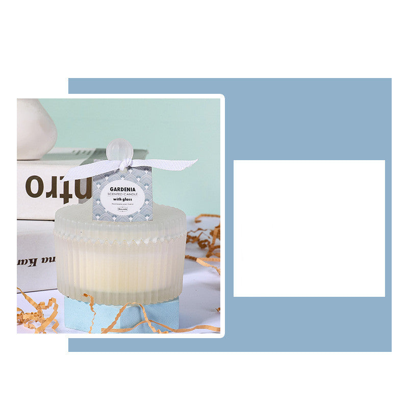 Indoor Scented Candle Gift by Arts And More in elegant glass holder with gardenia fragrance