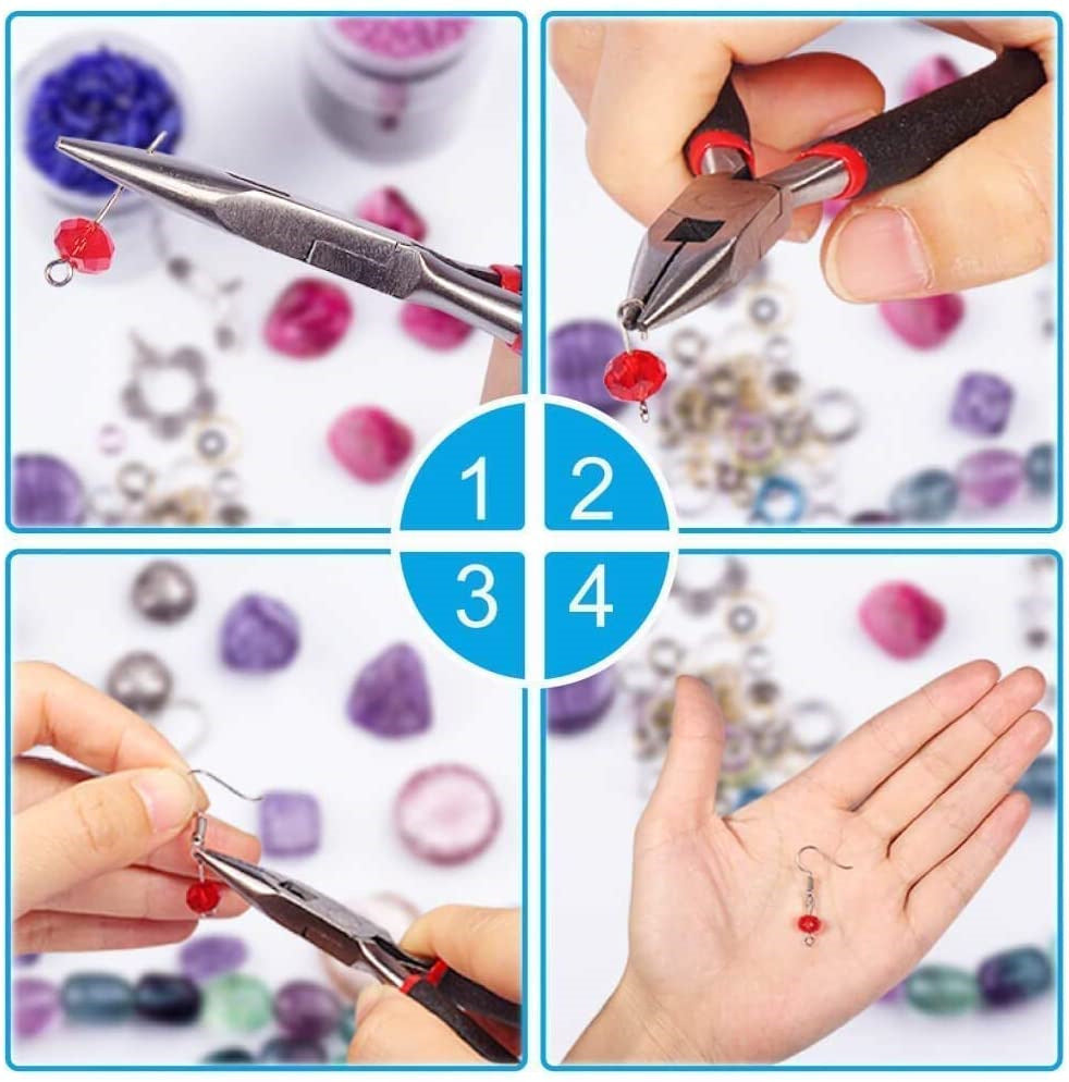 Step-by-step Jewelry Making Repair process using pliers and beads for crafting earrings