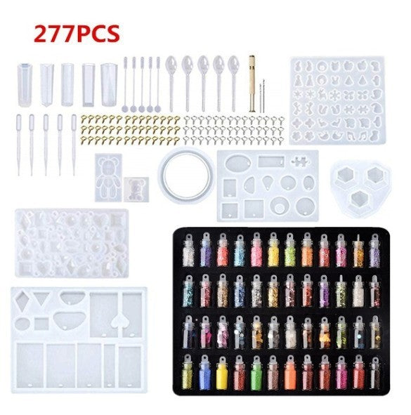 277PCS Craft Materials Set for Jewelry Pendant Making Geometric Mold with various molds and tools