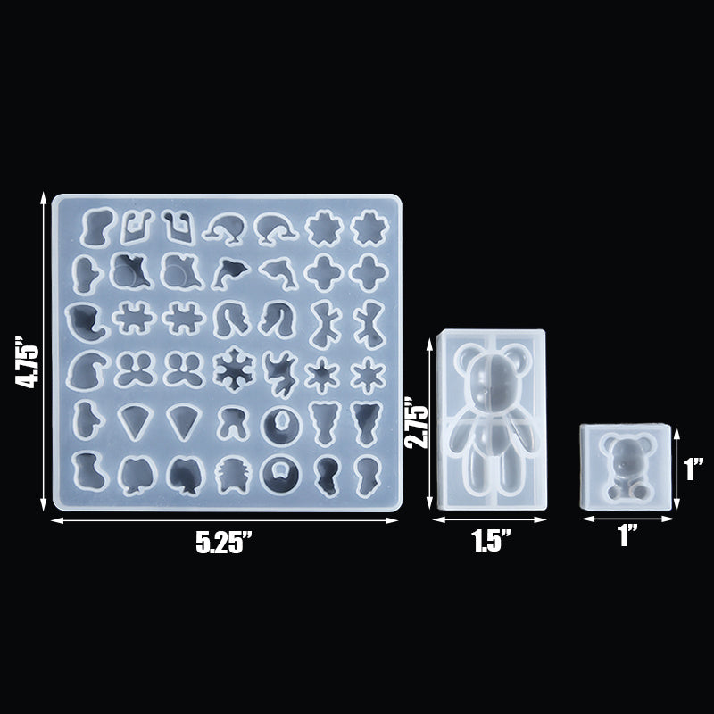 Silicone mold set for jewelry pendant making geometric mold with various shapes and sizes