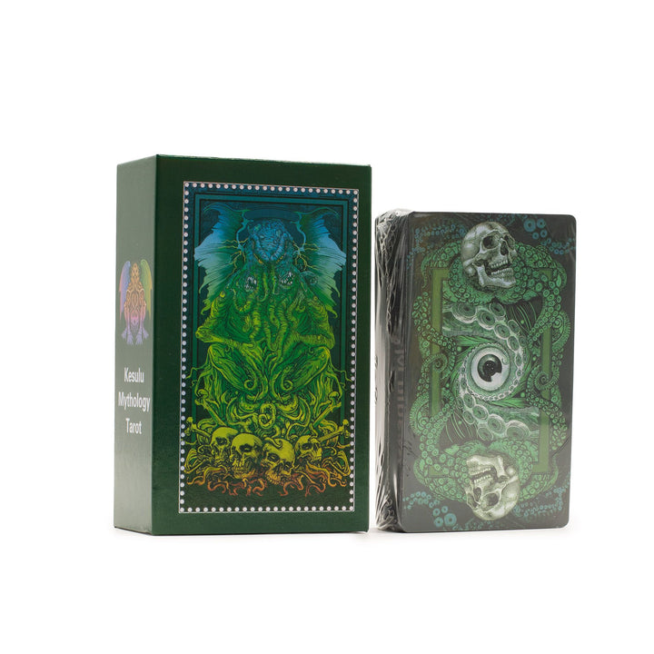 Kesulu Mythology Foil Tarot Card deck in vibrant green box