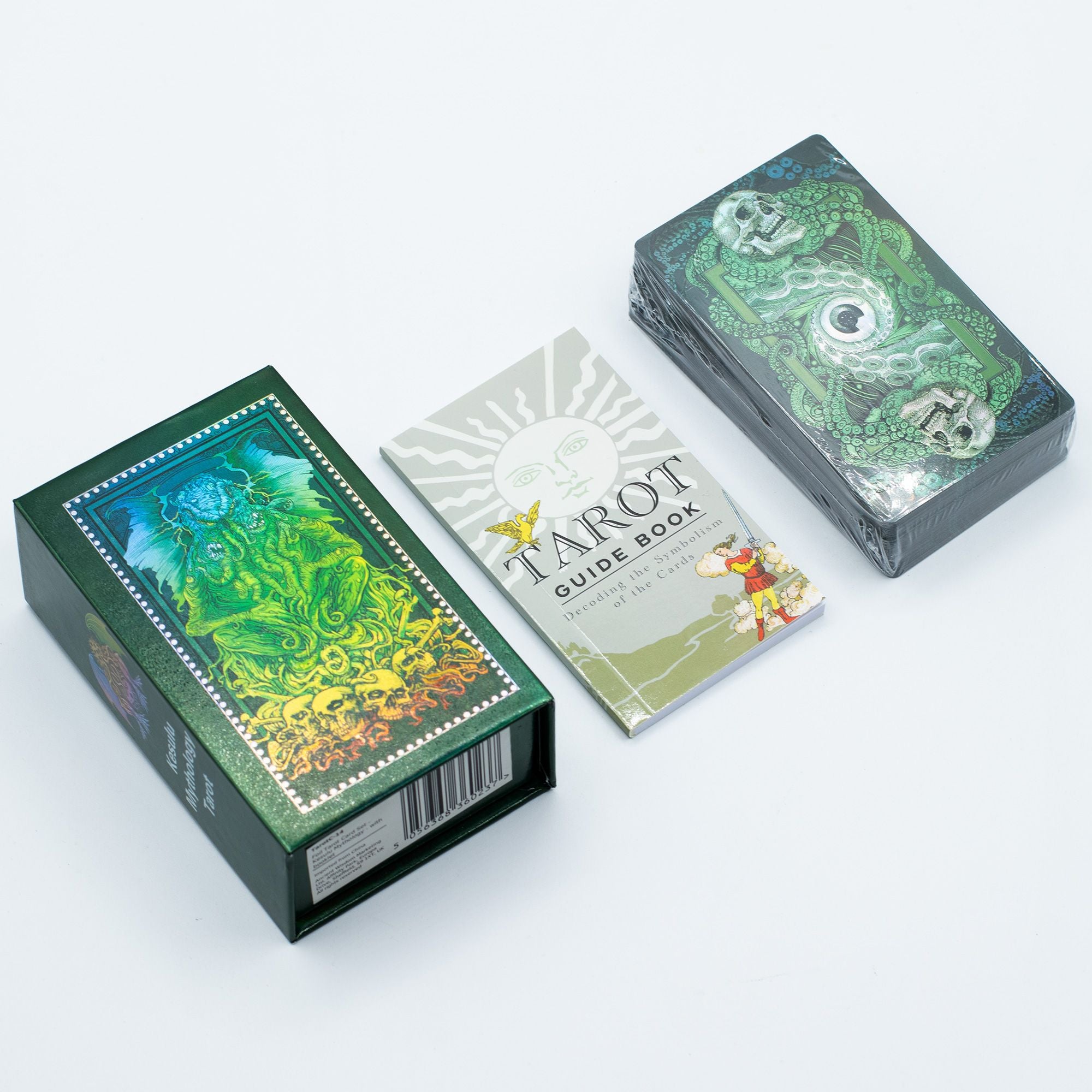 Kesulu Mythology Foil Tarot Card set with guidebook in colorful packaging