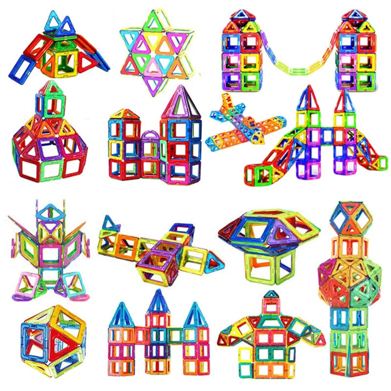 Colorful Magnetic Building Blocks DIY Kits for Kids with Various Creative Structures