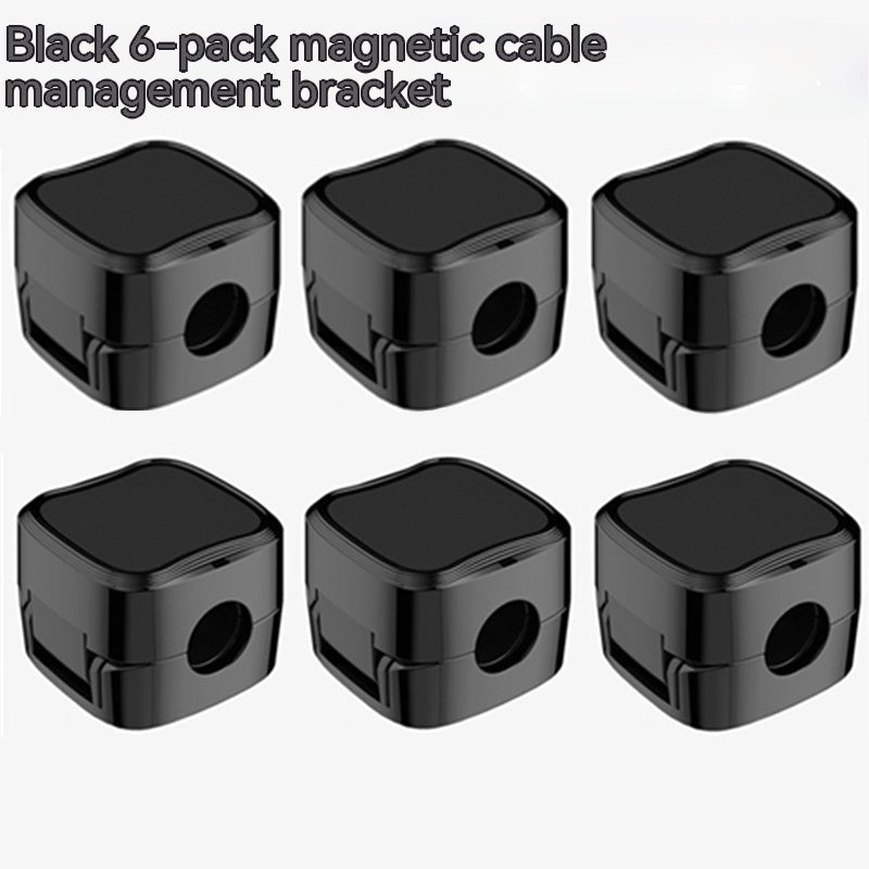 Black 6-pack magnetic cable clips for efficient cable management in home improvement projects