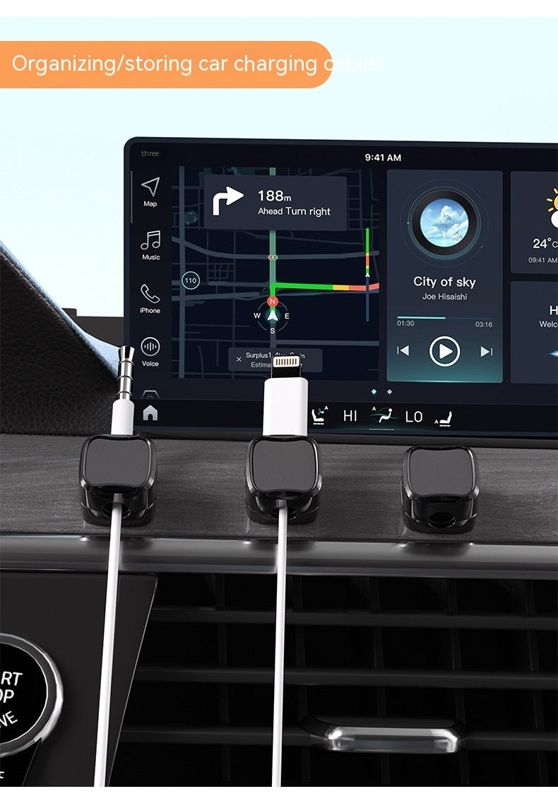 Magnetic Cable Clips for organizing and storing car charging cables in vehicle dashboard