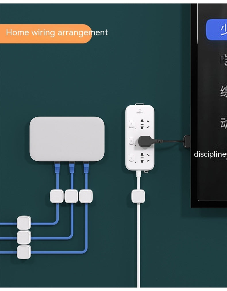 Organized home wiring arrangement using Magnetic Cable Clips for a tidy appearance