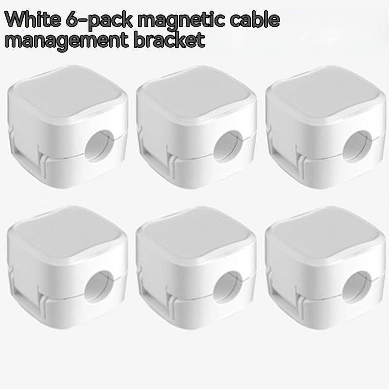 White 6-pack magnetic cable clips for organizing and managing cables neatly