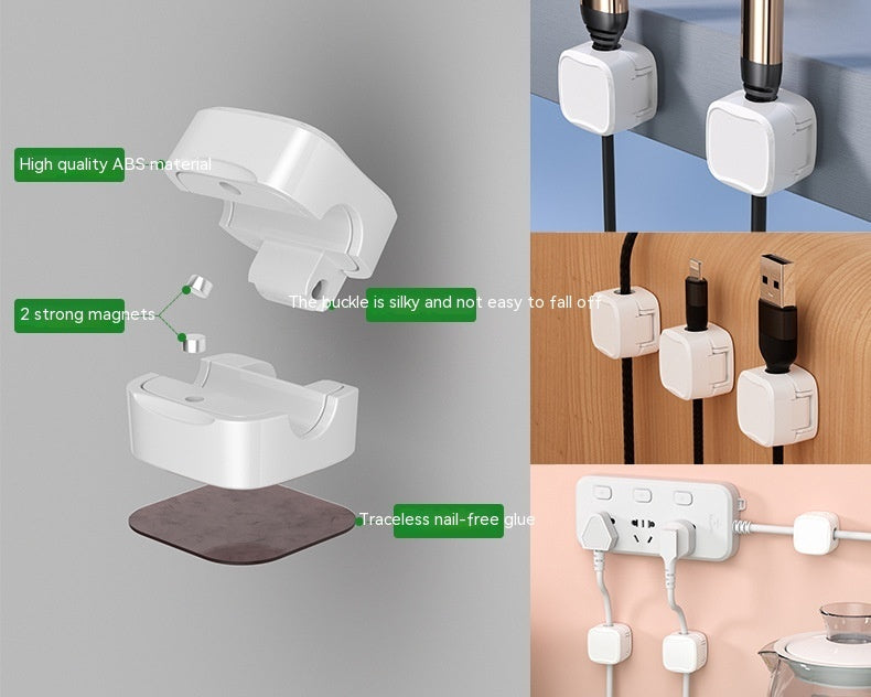 Arts And More Magnetic Cable Clips set in white for organizing and securing cables easily