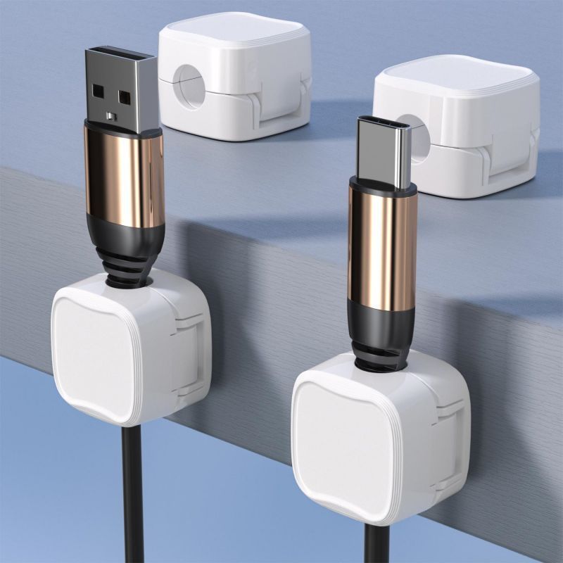 Magnetic Cable Clips for organizing charging cables and USB cords on any surface