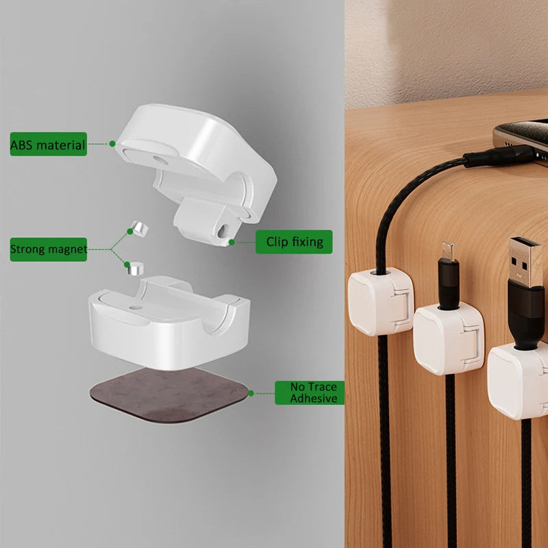 Arts And More Magnetic Cable Clips set for organizing and securing cables with strong adhesive and clip fixing
