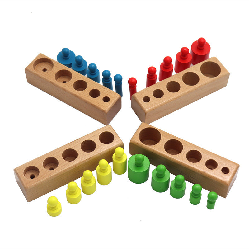 Montessori Building Blocks DIY Kit for Kids with colorful wooden pegs and sorting trays