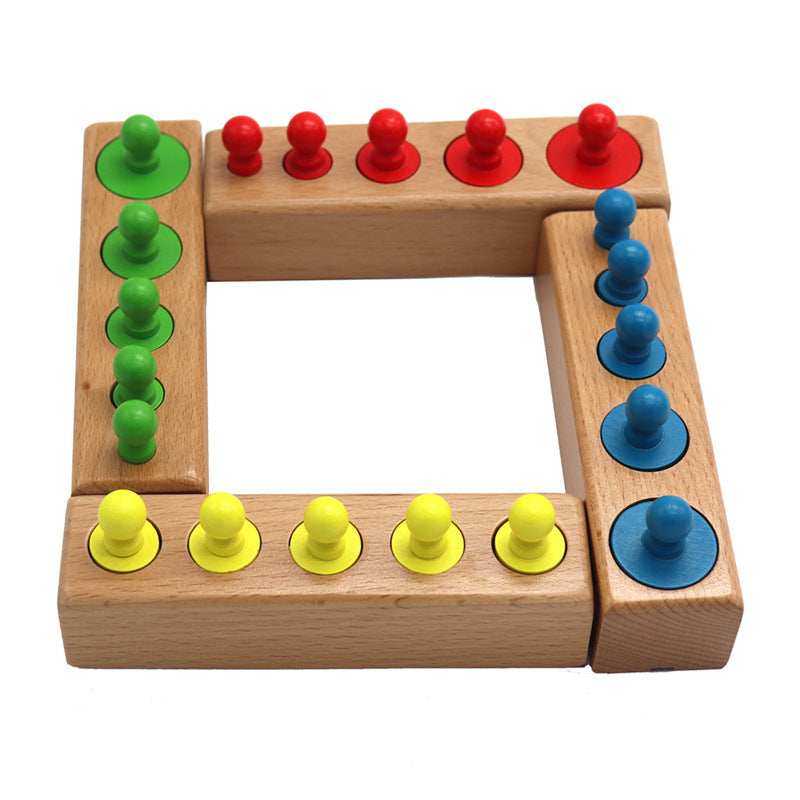 Montessori Building Blocks DIY Kit for Kids with Colorful Wooden Pegs and Sturdy Base