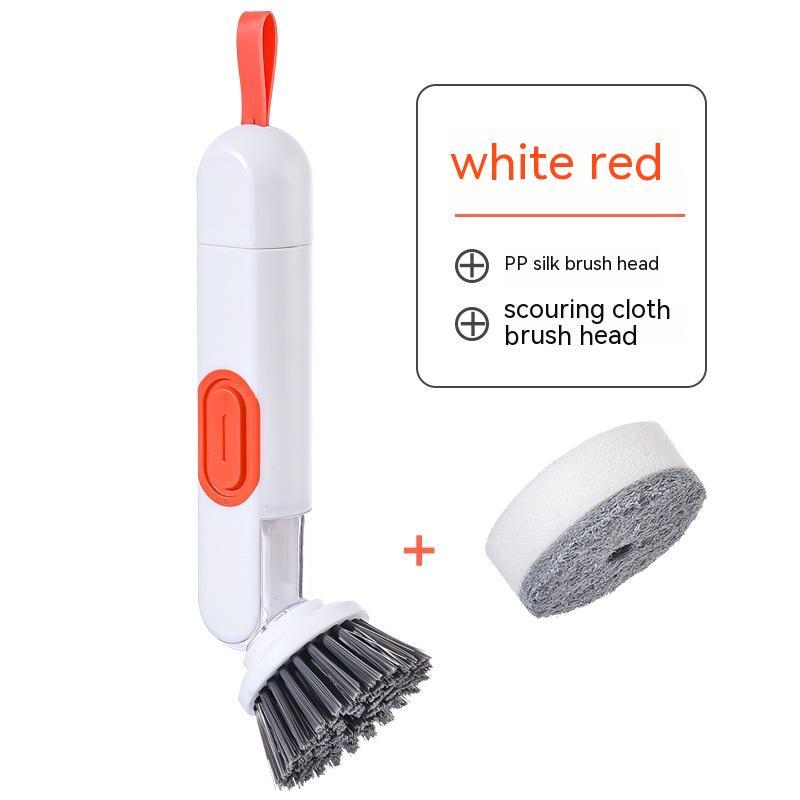 Arts And More Multi-Functional Cleaning Brush with PP silk and scouring cloth heads for versatile cleaning