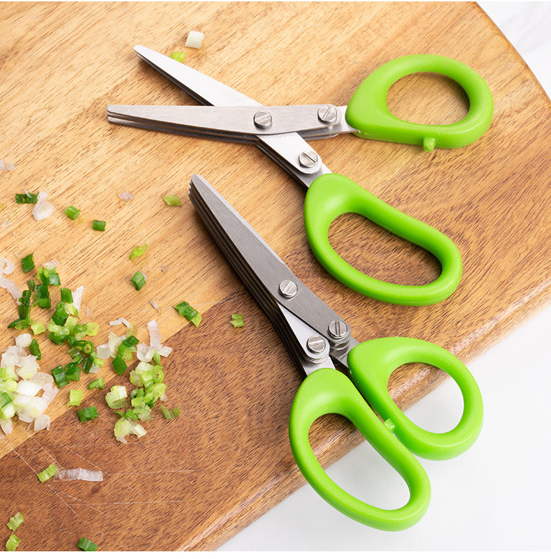 Arts And More Multi-functional Scissors for easy food preparation with ergonomic green handles