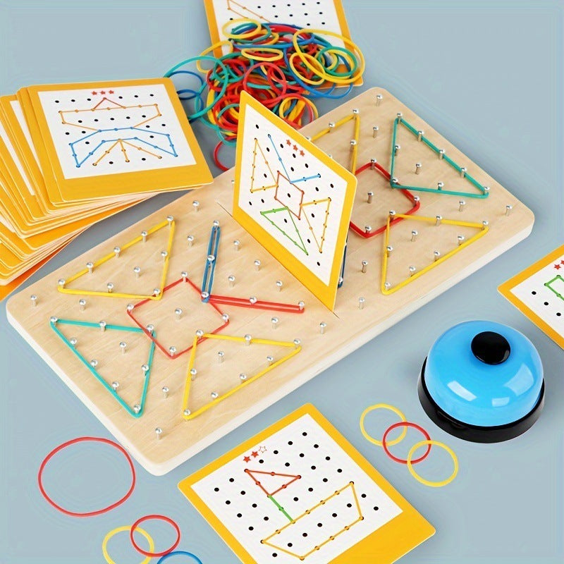 Arts And More Kids DIY Kits Nail Board Toy with colorful rubber bands and pattern cards