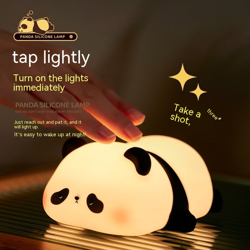Panda Night Light in Soft Silicone for Gentle Illumination and Easy Tap Control