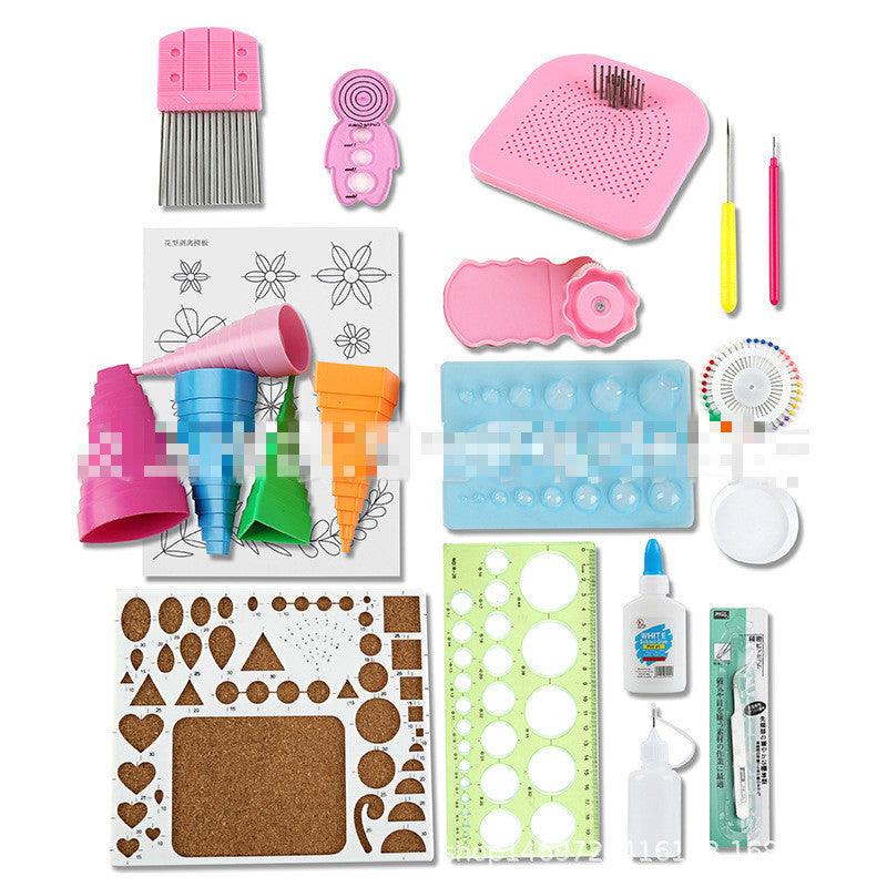 Complete Paper Quilling Making Kit with tools, templates, and adhesives for creative crafting projects