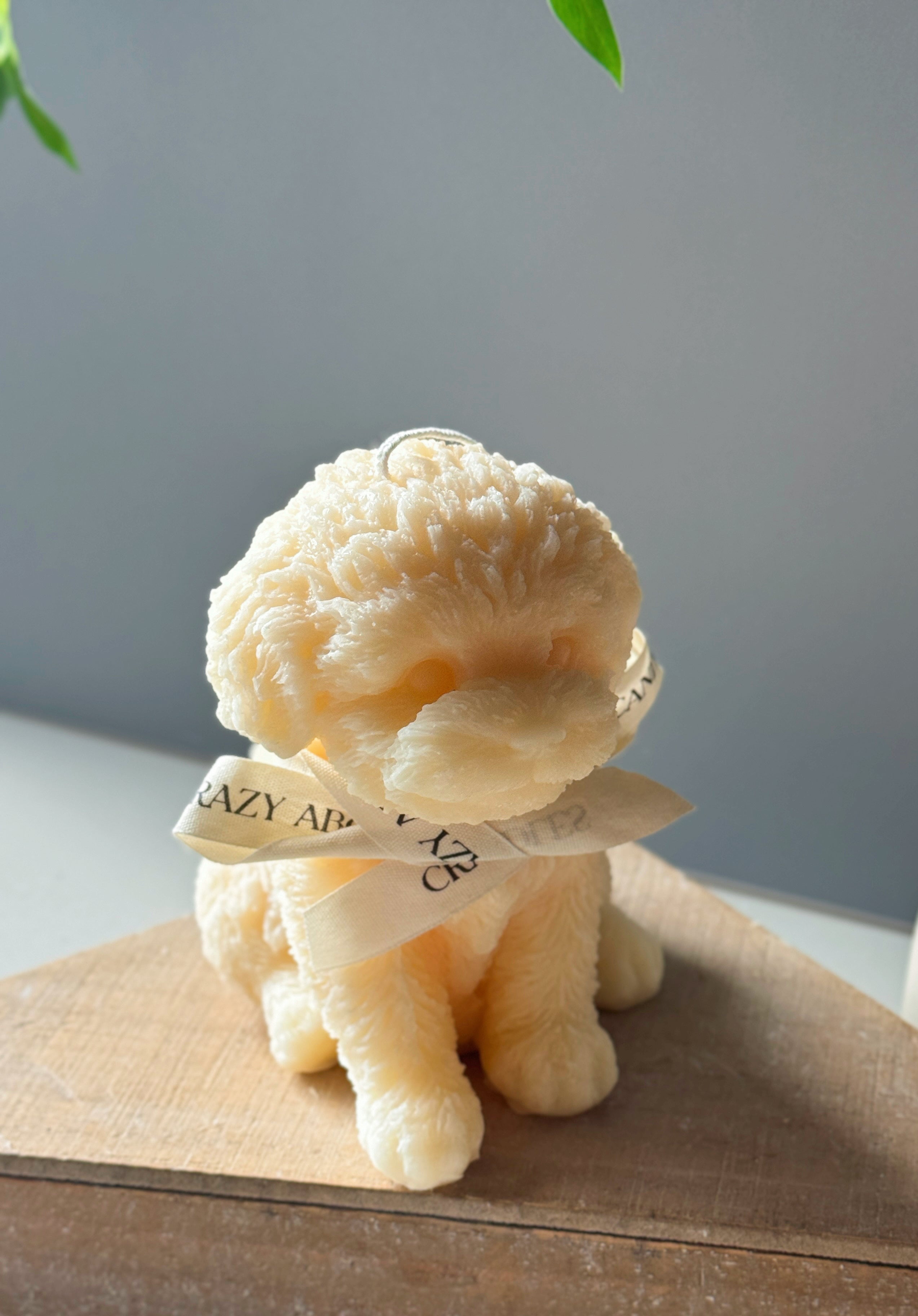 Puppy Candle by Crazy About Candles featuring a cute dog shape with a ribbon for home decor
